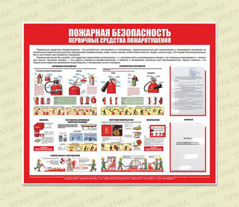 С14 Стенд пожарная безопасность (первичные средства пожаротушения) (1200х1000 мм, карманы, пластик ПВХ 3 мм, алюминиевый багет серебряного цвета) - Стенды - Стенды по пожарной безопасности - . Магазин Znakstend.ru