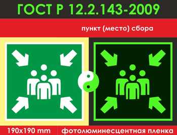 E21 пункт (место) сбора (фотолюминесцентная пленкаГОСТ 34428-2018, 200х200 мм) - Знаки безопасности - Фотолюминесцентные знаки - . Магазин Znakstend.ru