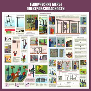С64 Стенд электробезопасность (технические меры электробезопасности) (1000х1000 мм, пластик ПВХ 3мм, Прямая печать на пластик) - Стенды - Стенды по электробезопасности - . Магазин Znakstend.ru